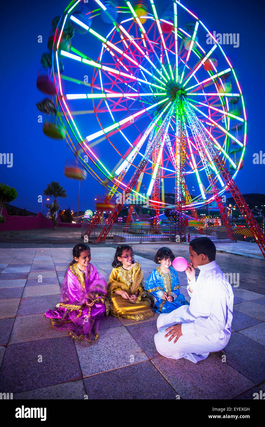Saudi Family Enjoying Amusement Park Tabuk Saudi Arabia Stock Photo Alamy