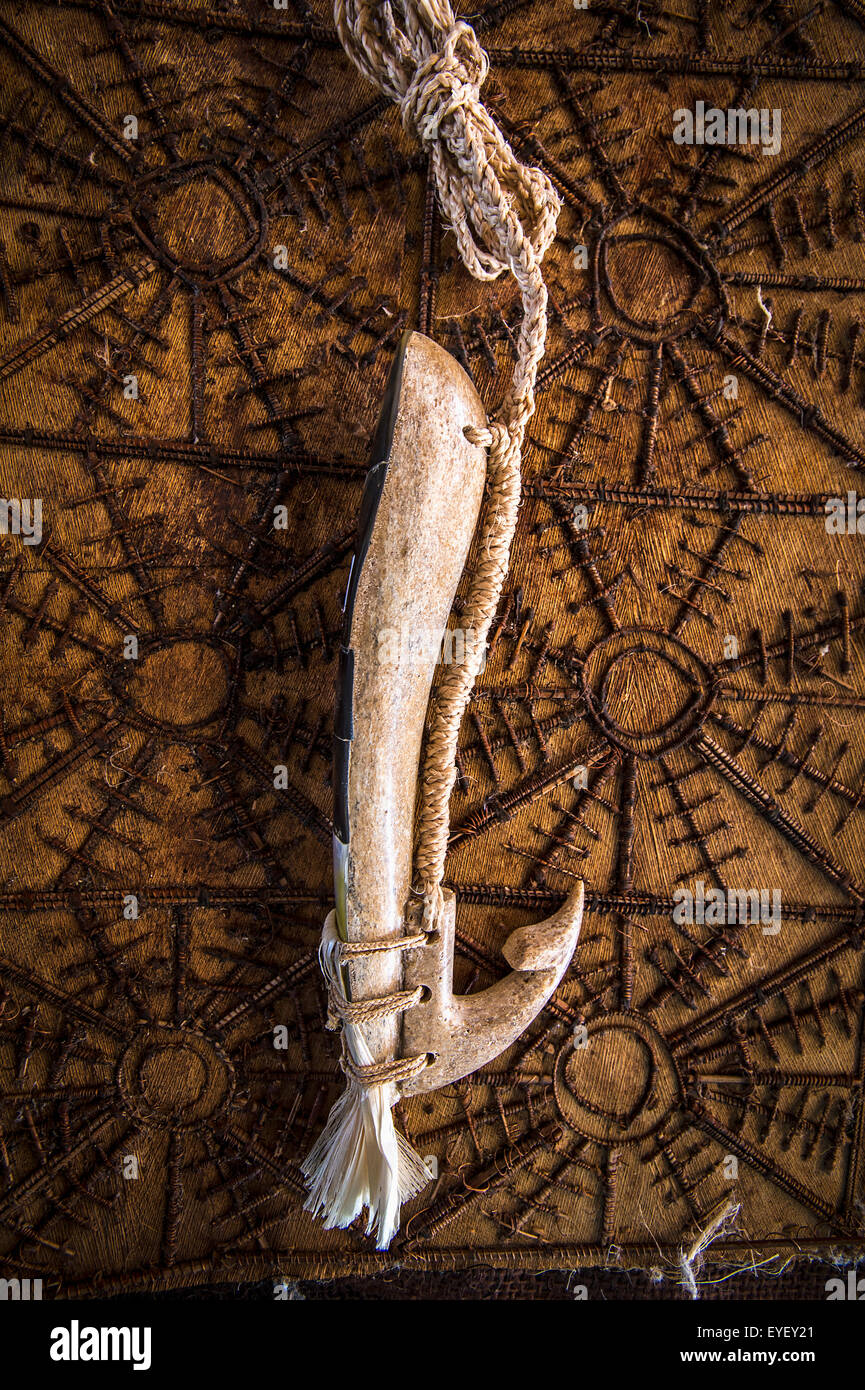 Tongan artifact made from whalebone; Tongatapu, Tonga Stock Photo