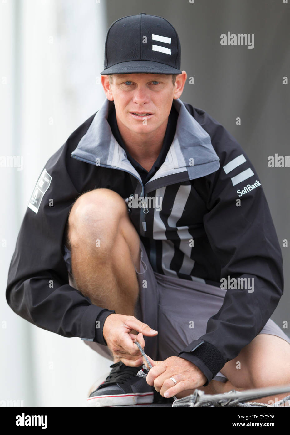 Chris Draper, British sailor and member of the SoftBank Team Japan pictured in Portsmouth on the first day of the America's Cup  Stock Photo
