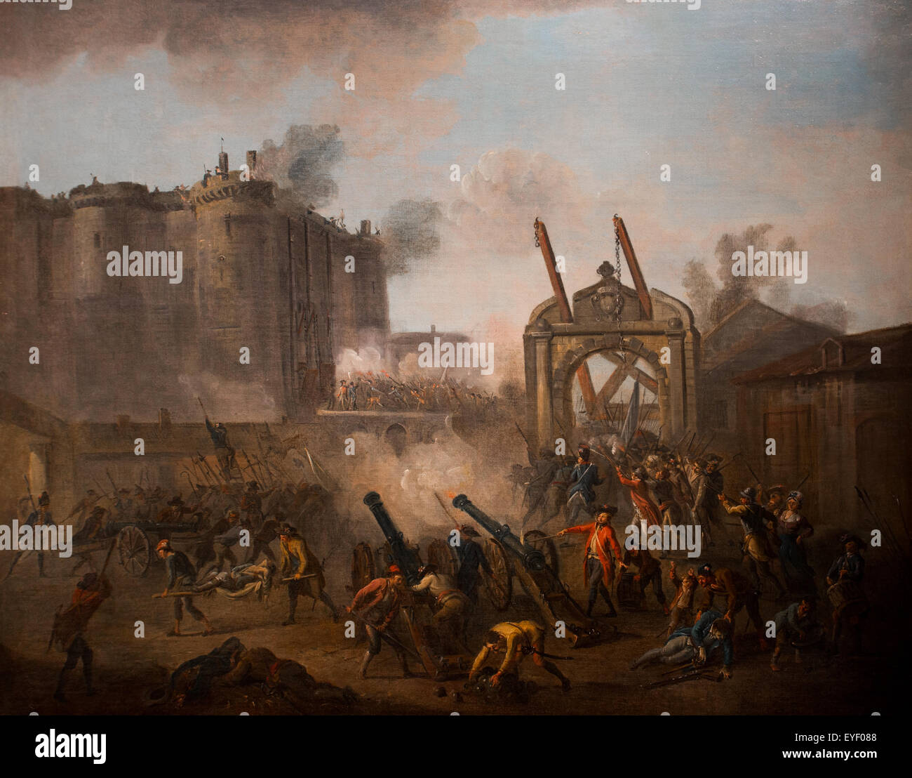 Storming of the Bastille, july 14th 1789 German. Defensive structure of the wall of Charles V, built in the sixteenth century, the Bastille became under Richelieu a prison , and therefore an arbitrary symbol of monarchical power, since enough of a simple Stock Photo