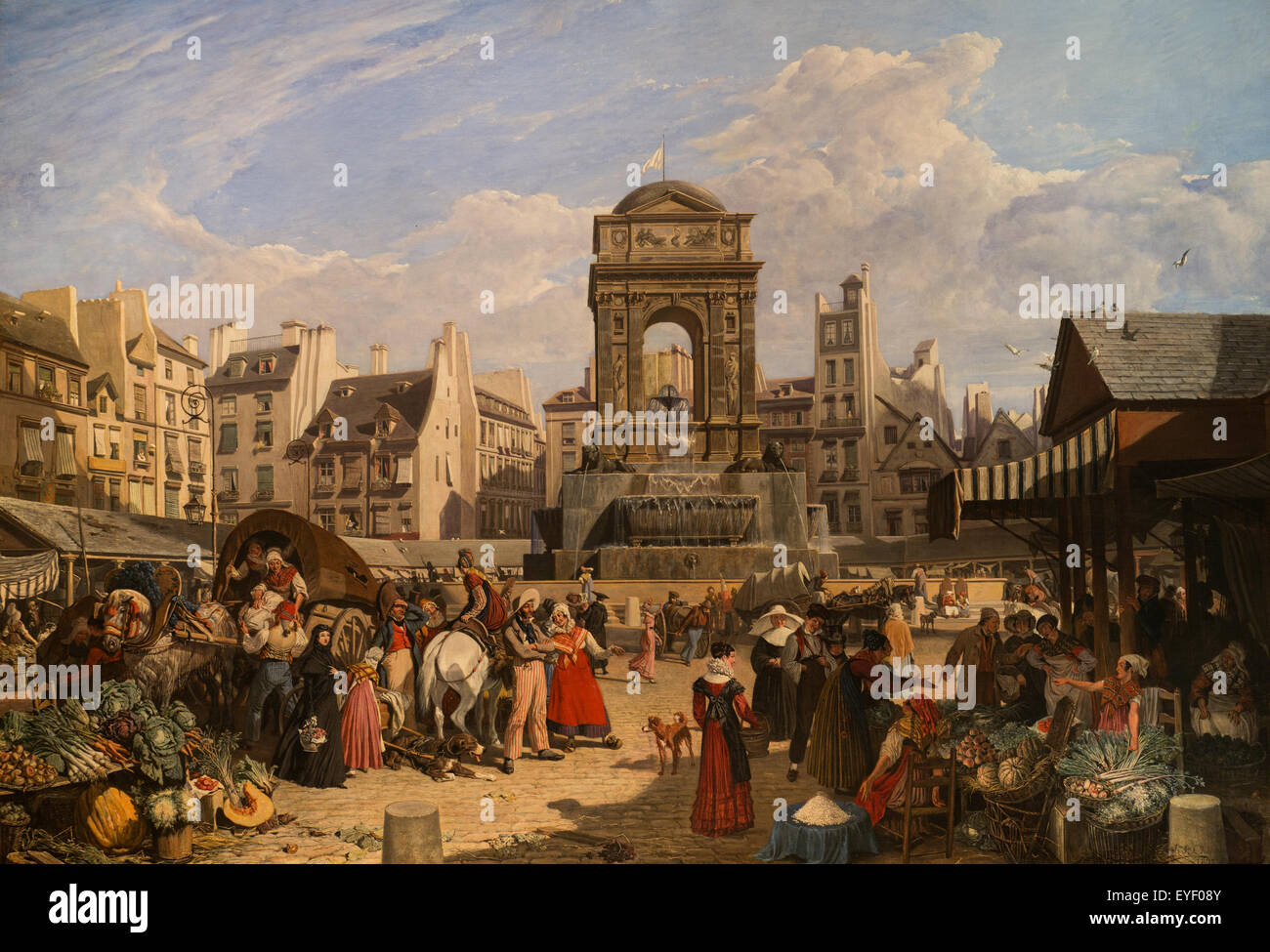 The market and the fountain of innocents 17/10/2013 - 19th century Collection Stock Photo