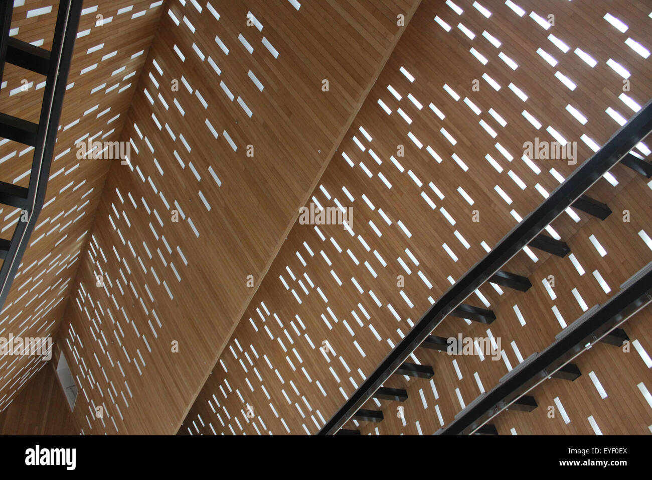 Patterns Of Light Through Wooden Ceiling Ghent Belgium Stock