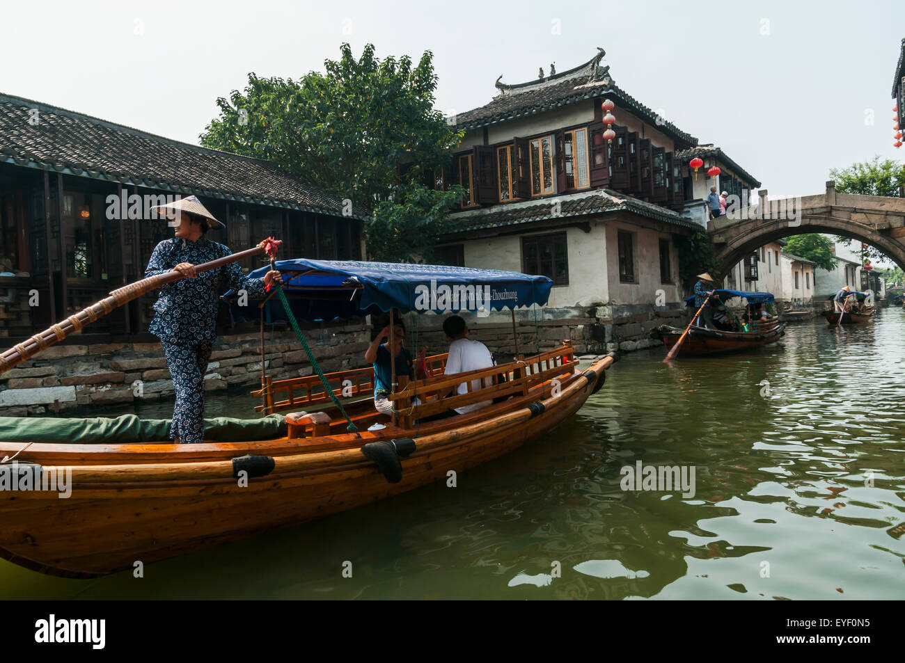Boat,Canal,Passenger,Shanghai,Zhouzhuang Stock Photo