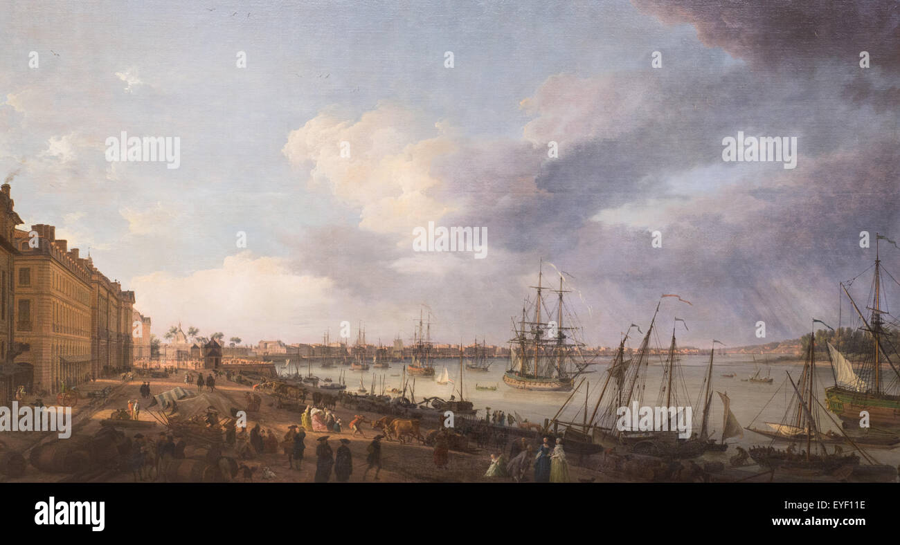 View of a part of the Harbour and the Town of Bordeaux, taken from Saliniere's side 07/12/2013 - 18th century Collection Stock Photo