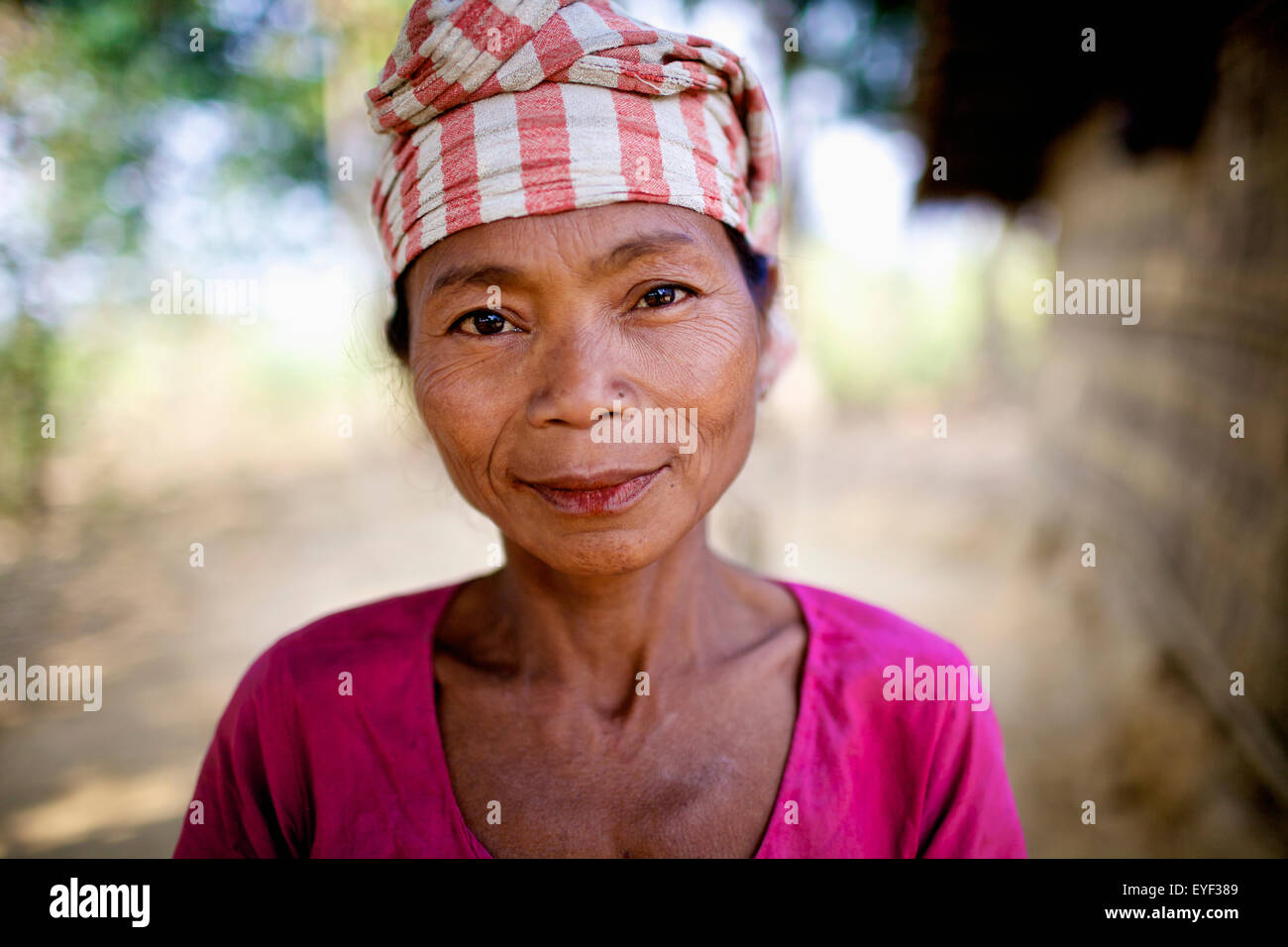 Portrait of Chakma woman; Khagrachari, Chittagong Division, Bangladesh Stock Photo
