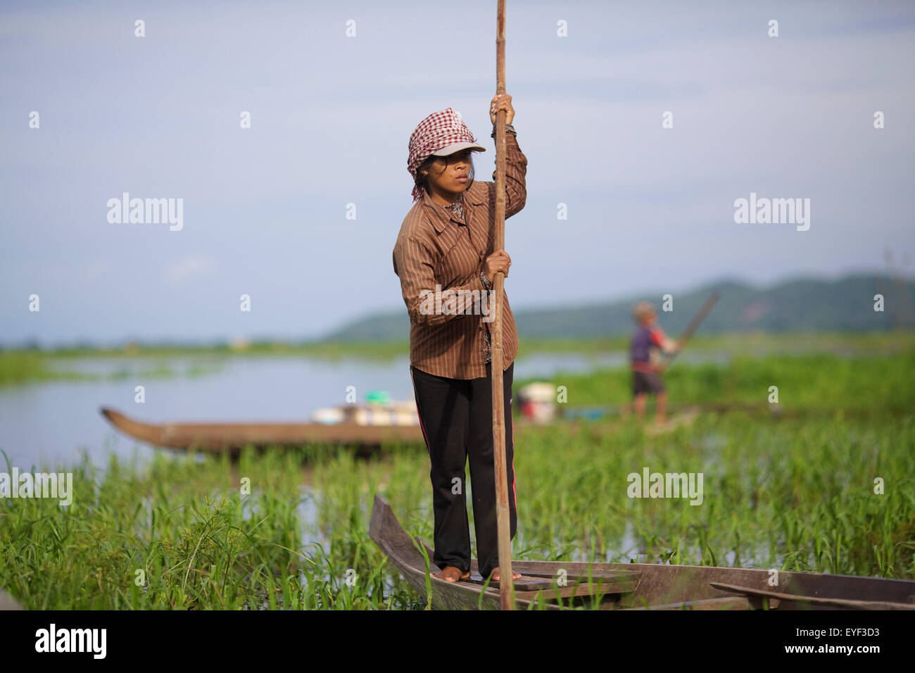 Poling Young woman poling a boat hi-res stock photography and images - Alamy