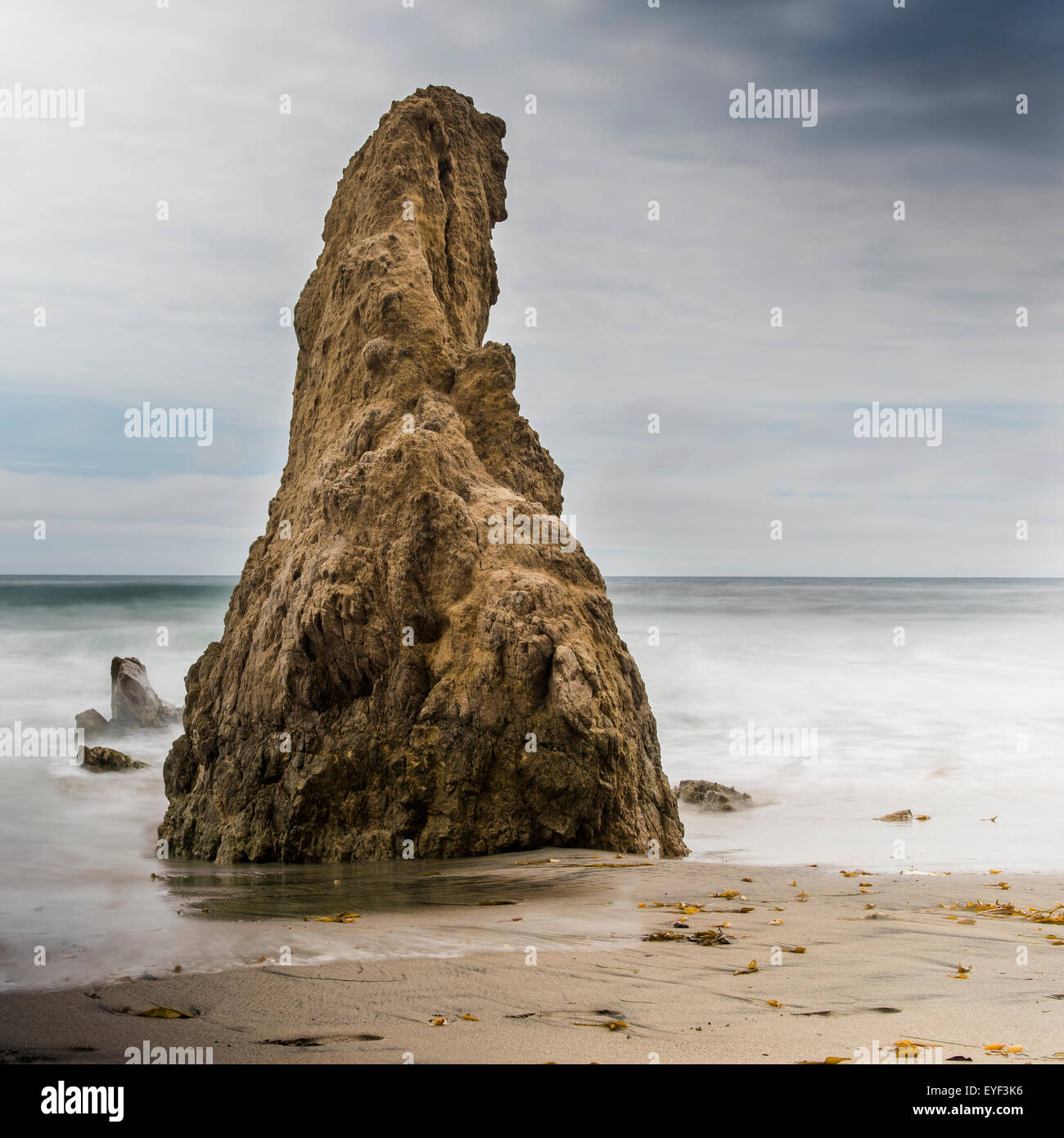 Closeup of a big rock on Matador Beach, Malibu, CA Stock Photo