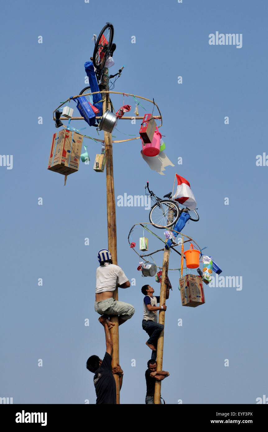 Areca Nut Tree Climbing Competition Or Panjat Pinang Is One Of The Activities Of The Indonesian People To Celebrate Independence Stock Photo Alamy