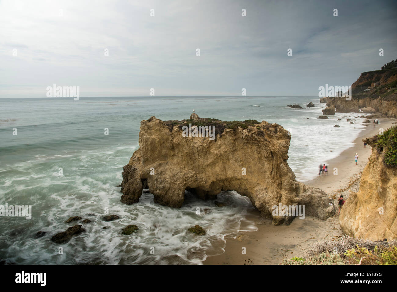 A monolith on Matador Beach - Southern California Stock Photo