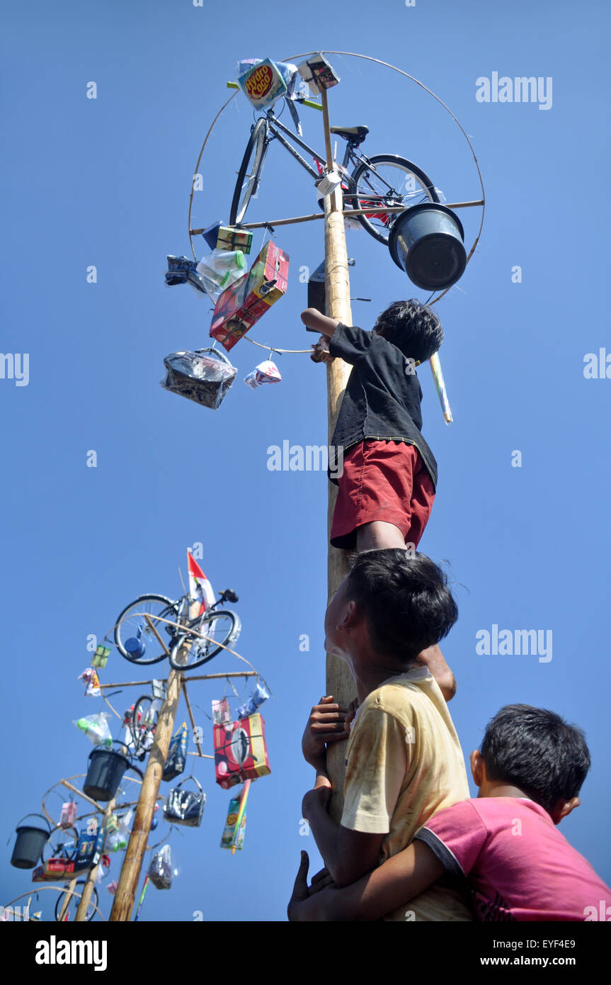 Areca Nut Tree Climbing Competition Or Panjat Pinang Is One Of The Activities Of The Indonesian People To Celebrate Independence Stock Photo Alamy