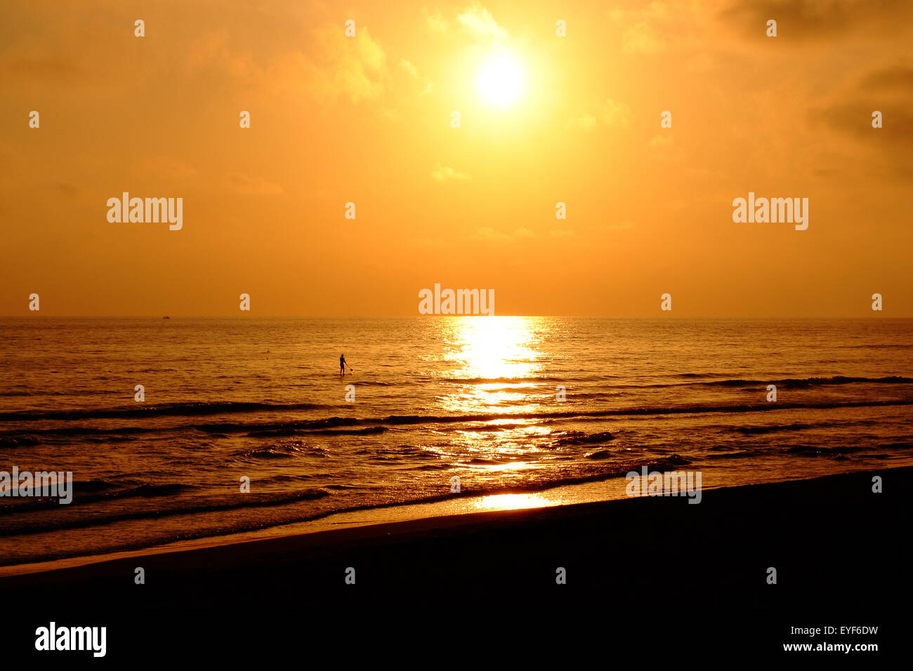 Sunset over the sea, Italy Stock Photo