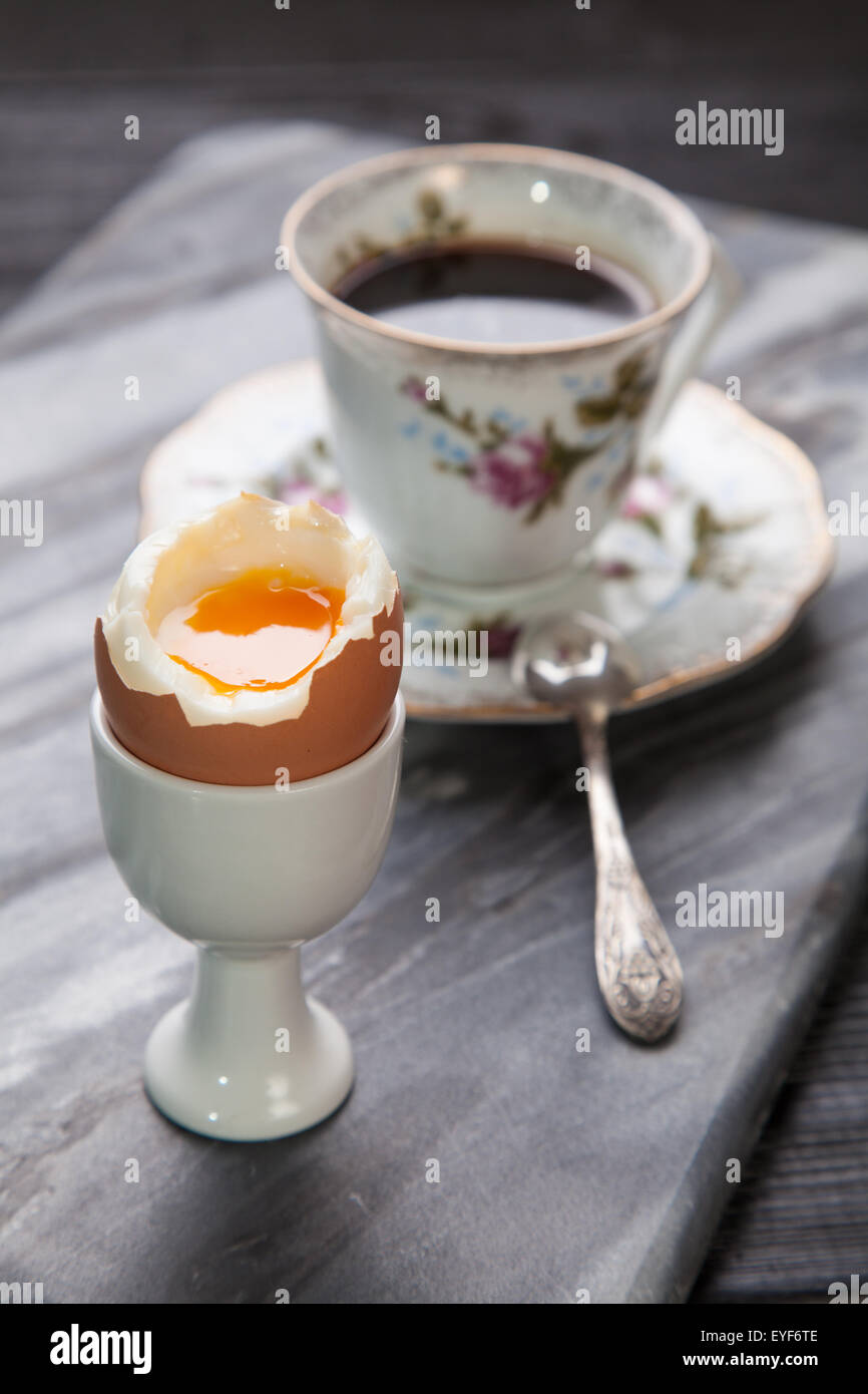 Boiled eggs and coffee Stock Photo Alamy