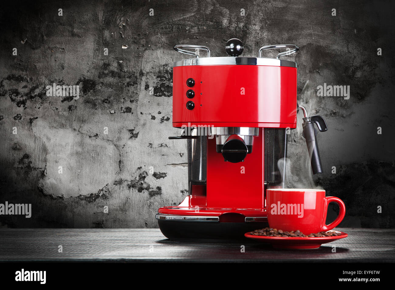 Red coffee machine Stock Photo Alamy