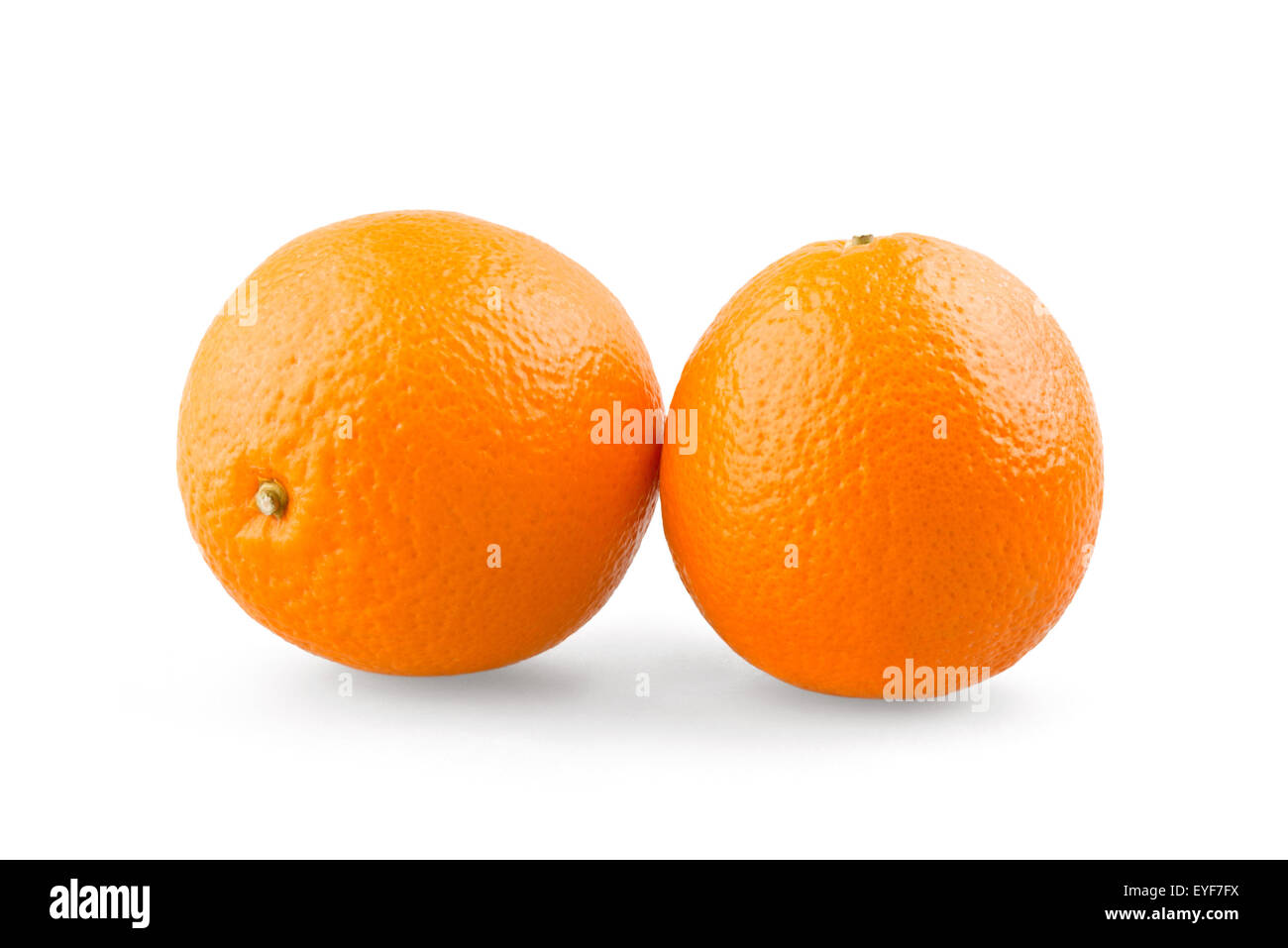Two oranges on white background Stock Photo - Alamy