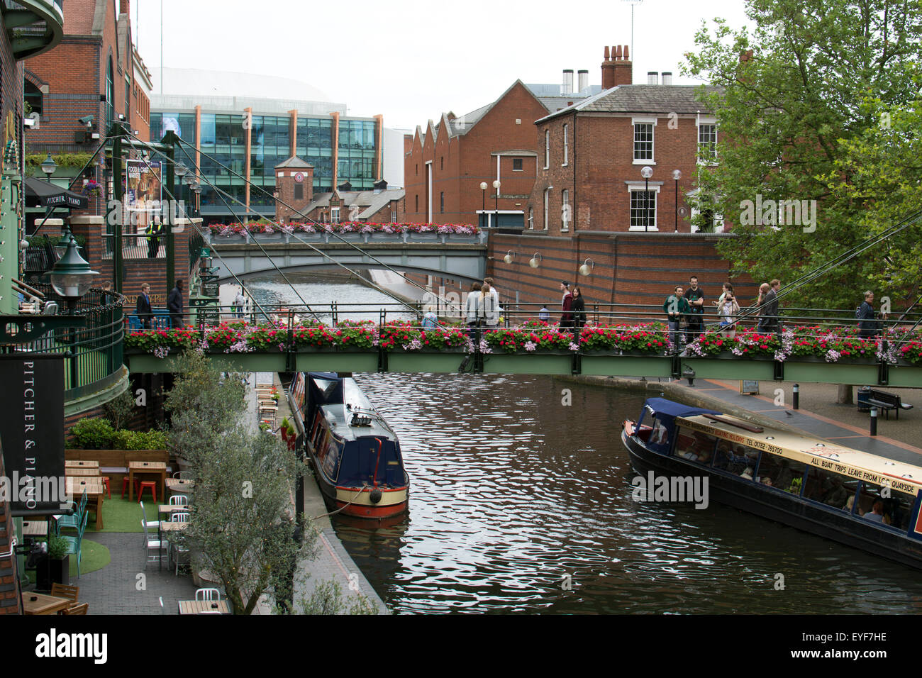 Birmingham Canal Old Line, Brindley Place, Birmingham, UK Stock Photo