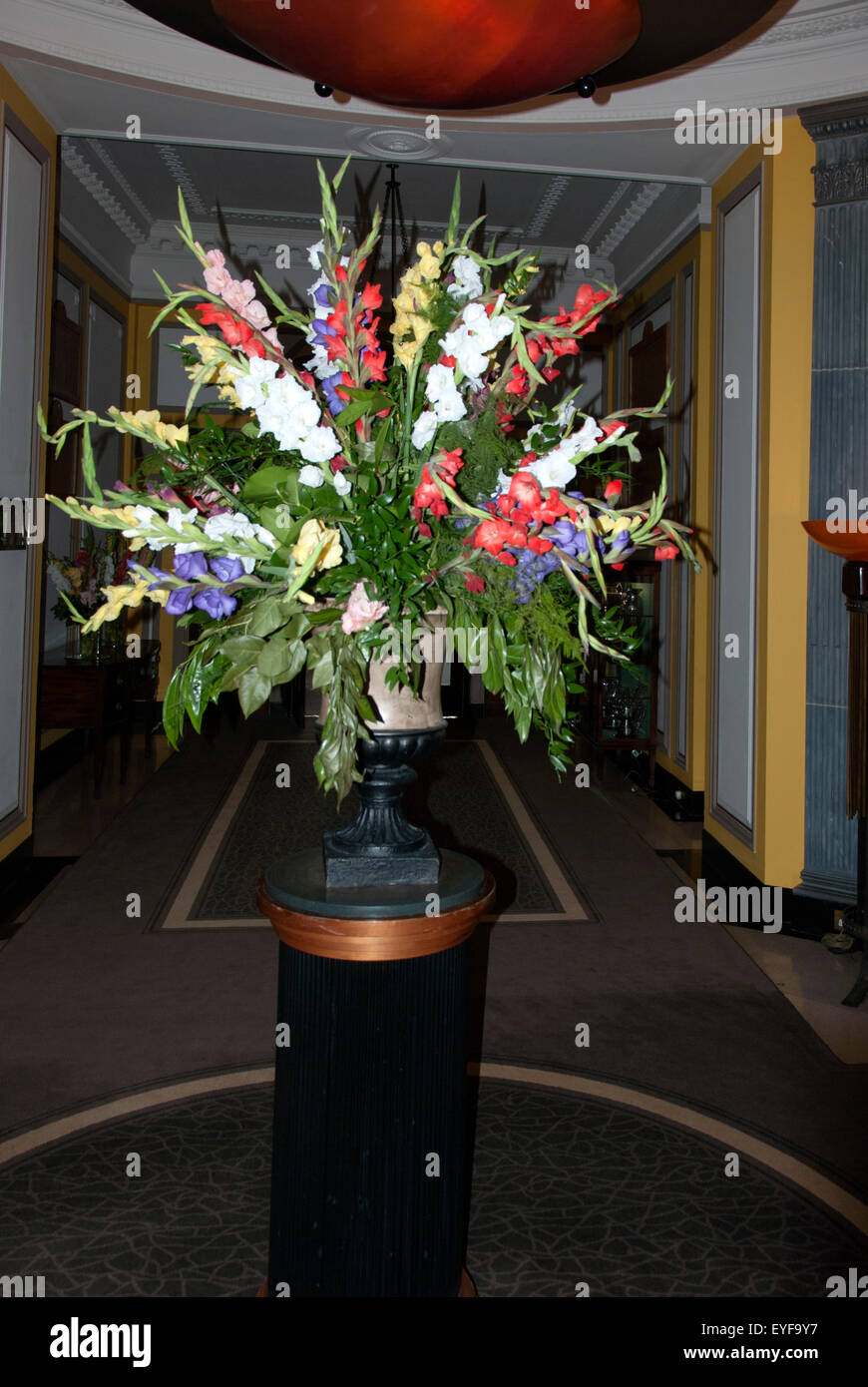 Floral Display of Gladioli in Grecian Urn Stock Photo