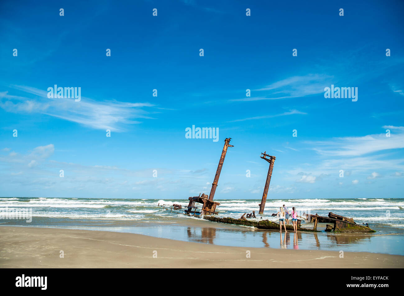Sunken ship in Casino Beach, the longest beach in the world; Rio Grande do Sul, Brazil Stock Photo