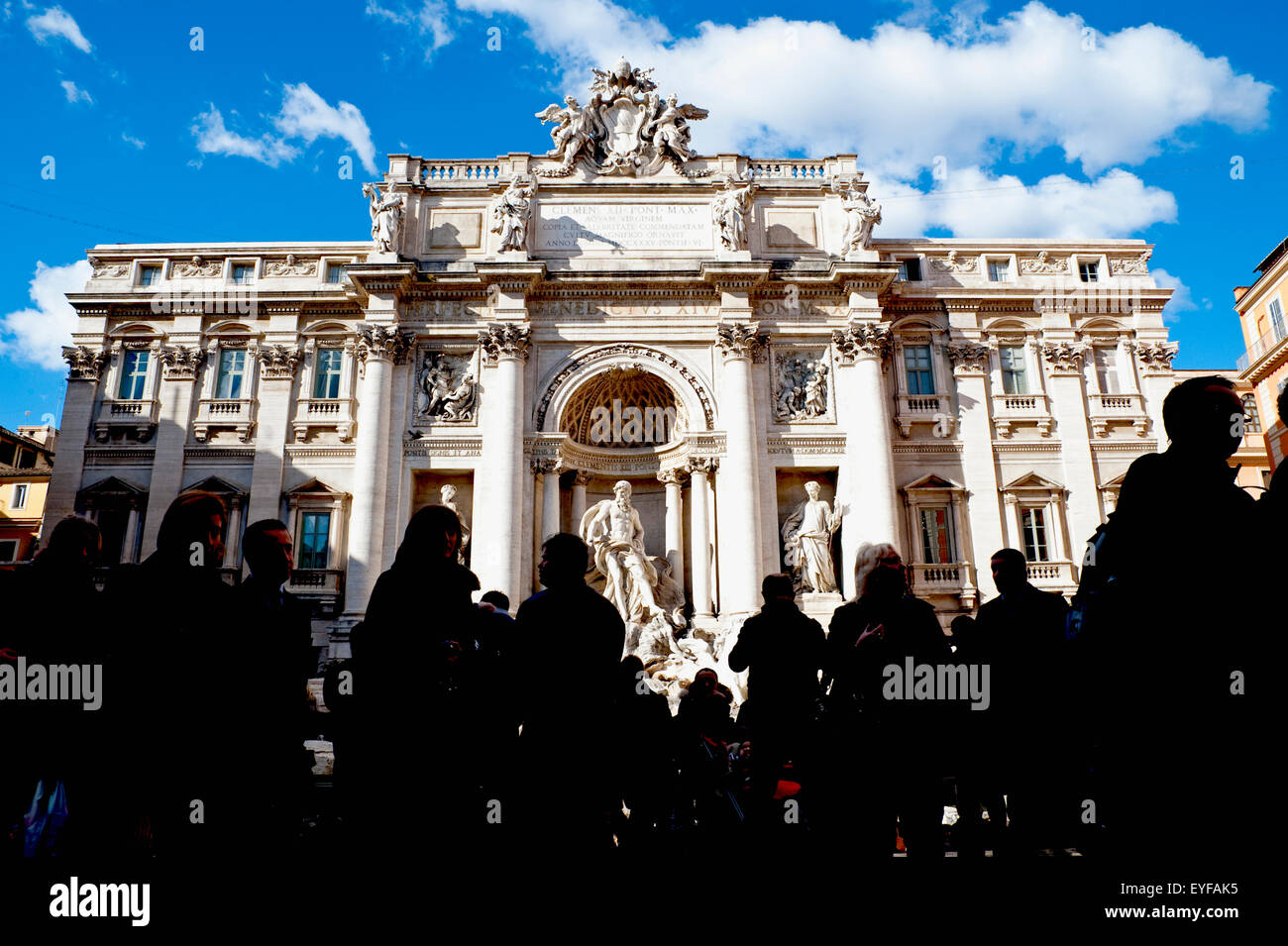 Tourists In Front Of Fontana Di Trevi, Rome, Italy Stock Photo