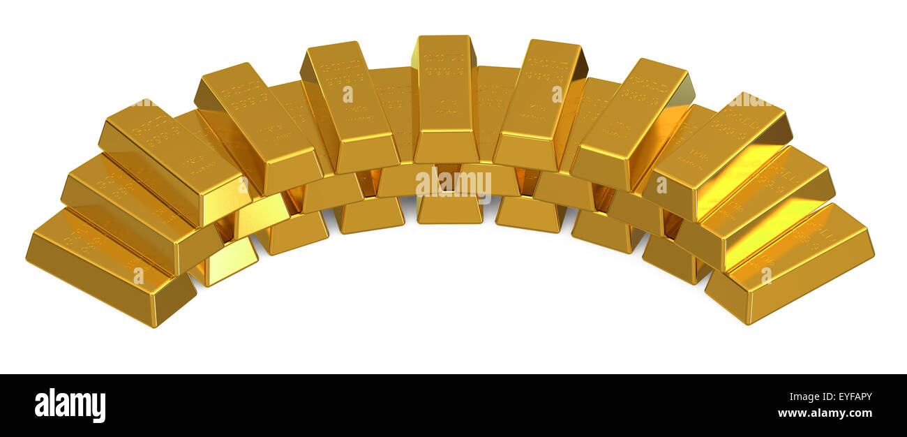 Set of gold bars isolated on white background Stock Photo - Alamy