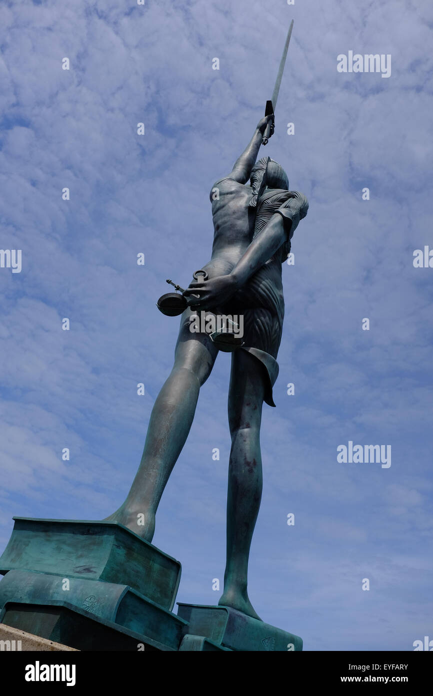 The bronze statue "Verity" by Damien Hirst in rear view Stock Photo Alamy