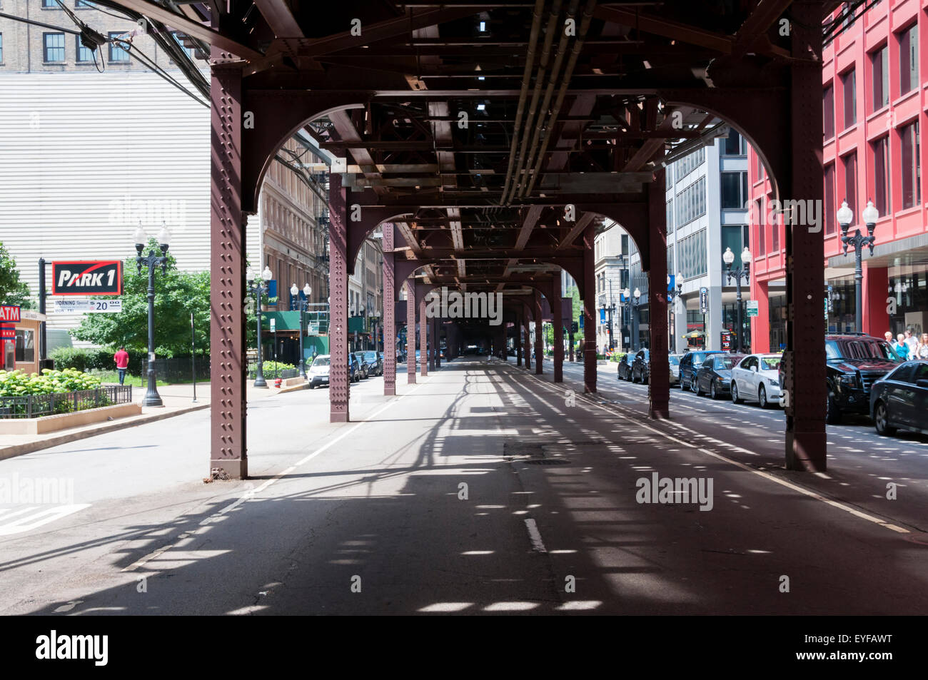 View along South Wabash Avenue, Chicago, looking north. Stock Photo