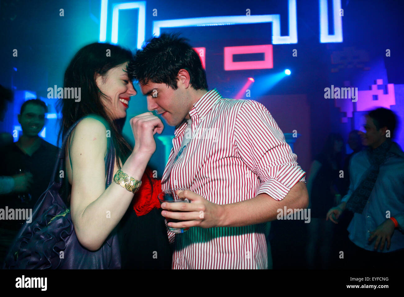 Zoe Griffin enjoys a dance with local boys at Push Club, Riga, Latvia Stock  Photo - Alamy