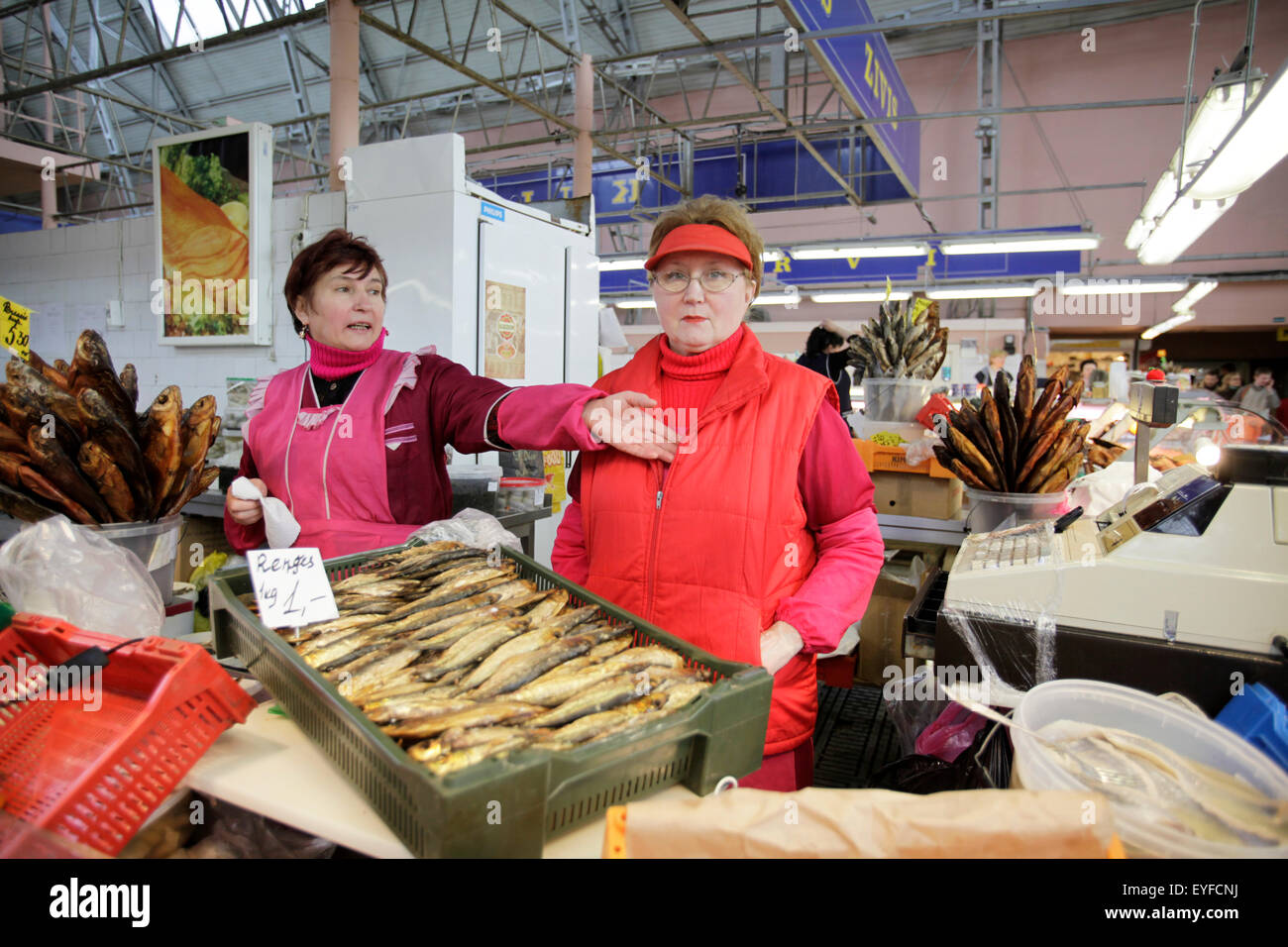 The fish market in the central market, Riga, Latvia. Stock Photo
