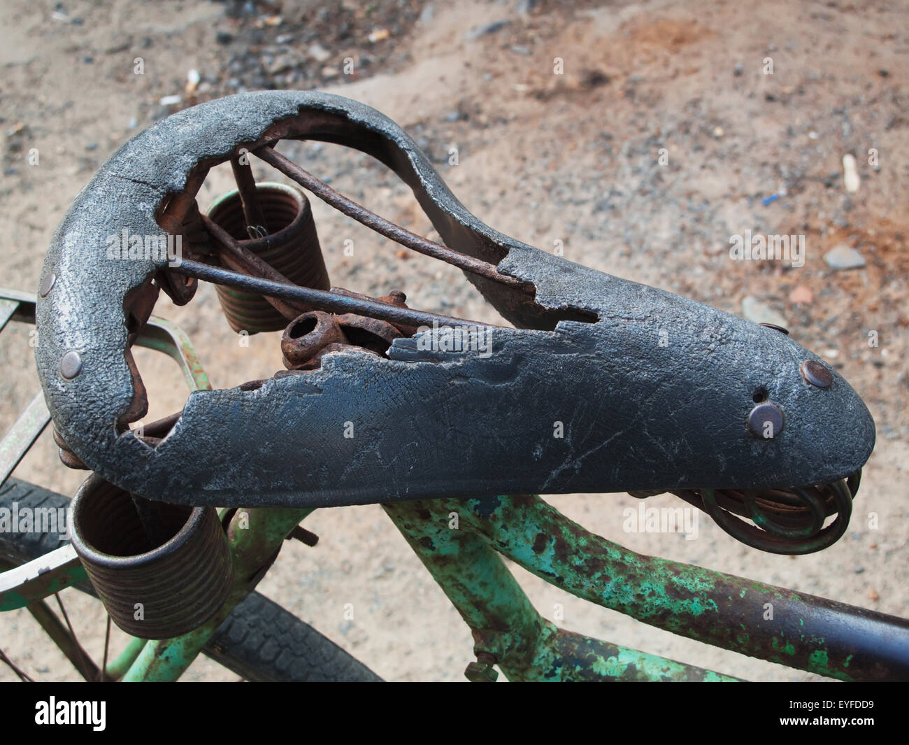 Wornout bicycle seat; allepey kerala south india Stock Photo Alamy