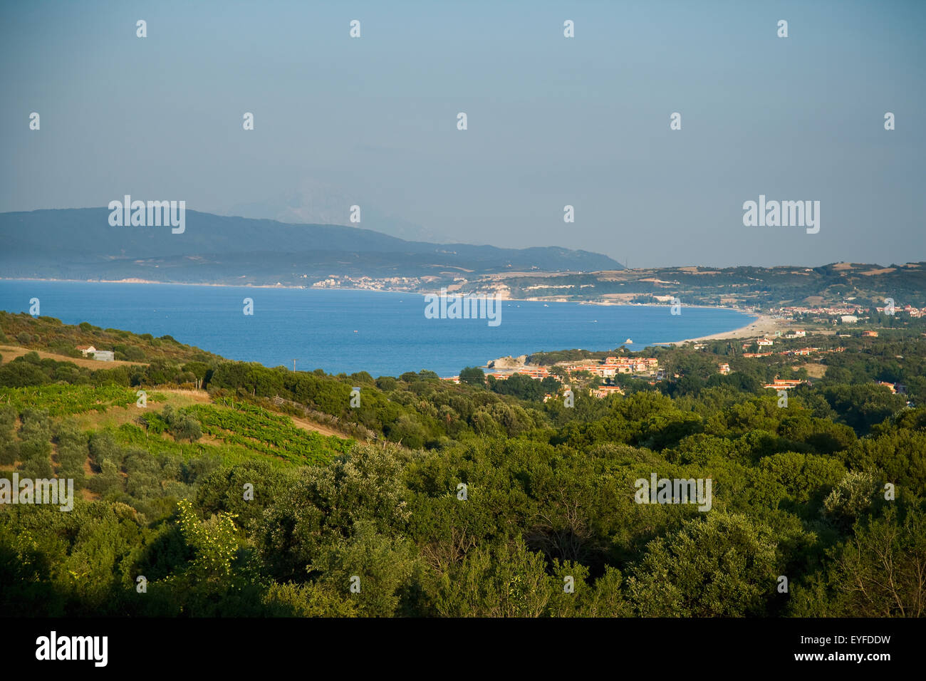 Sea view from hill top; ierissos halkidiki greece Stock Photo