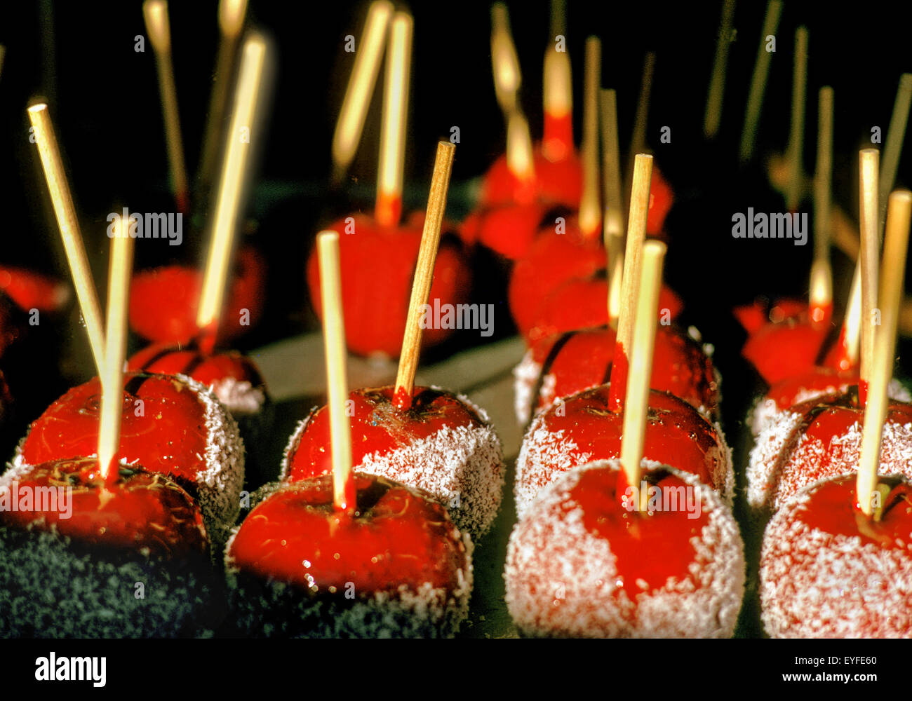 Candy apples for sale at a county fair in Rochester, New Hampshire, USA Stock Photo Alamy