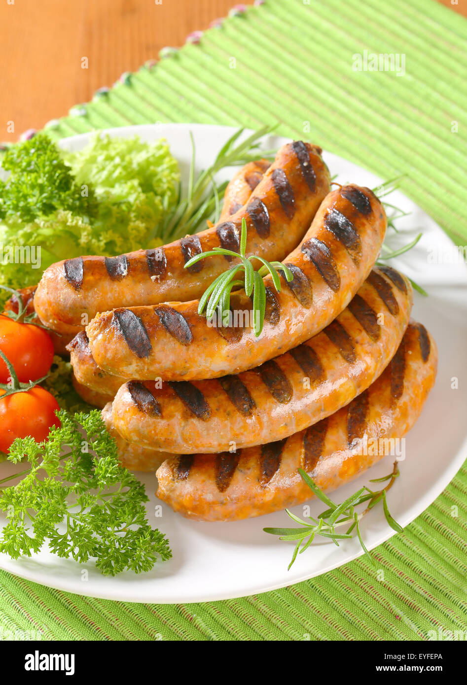 Pile of grilled German sausages Stock Photo Alamy