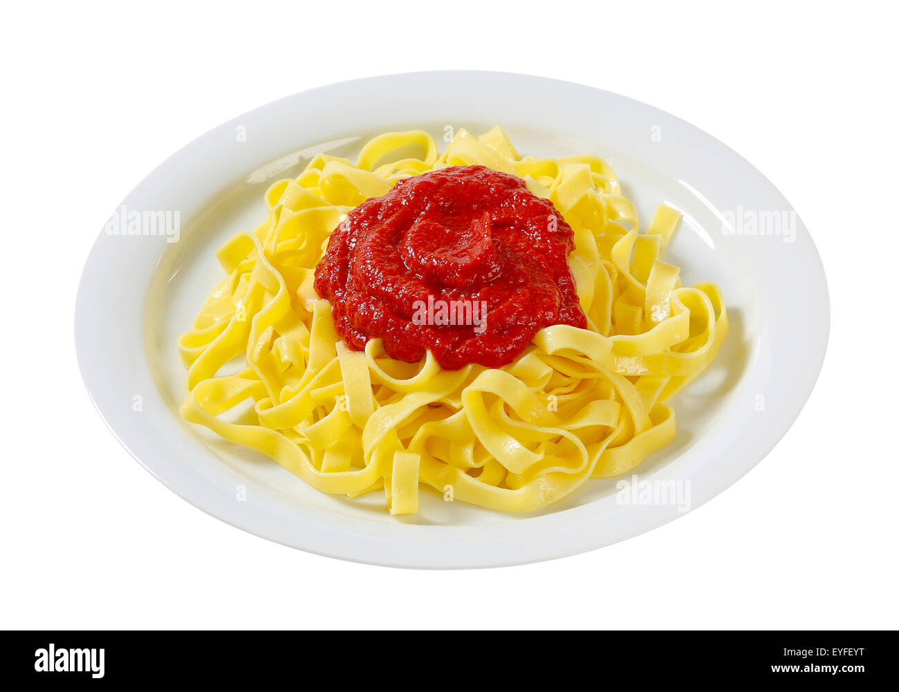 Thin ribbon pasta with tomato puree Stock Photo Alamy