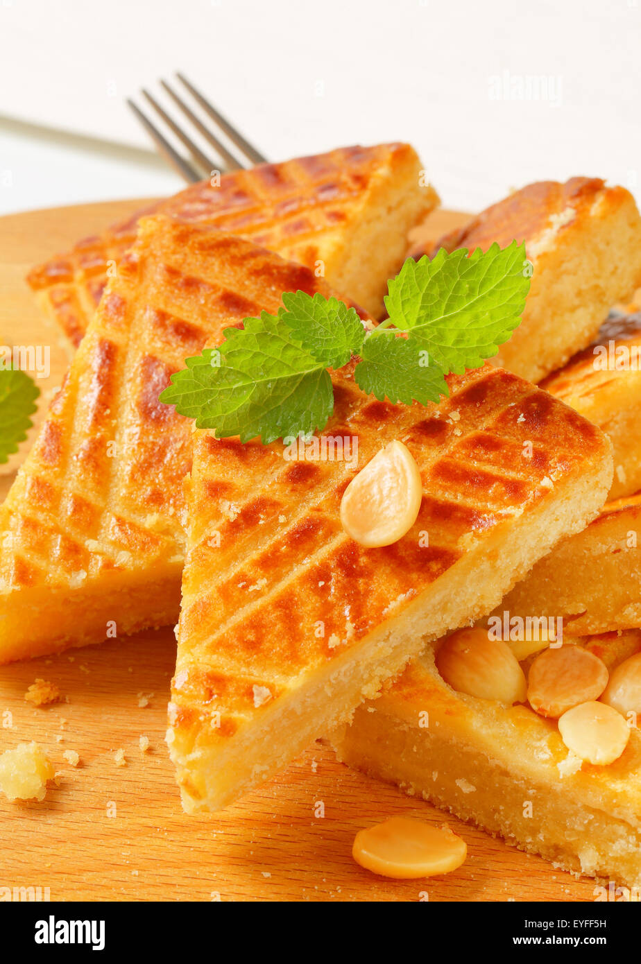 Slices of Dutch Almond Butter Cake (Boterkoek Stock Photo Alamy