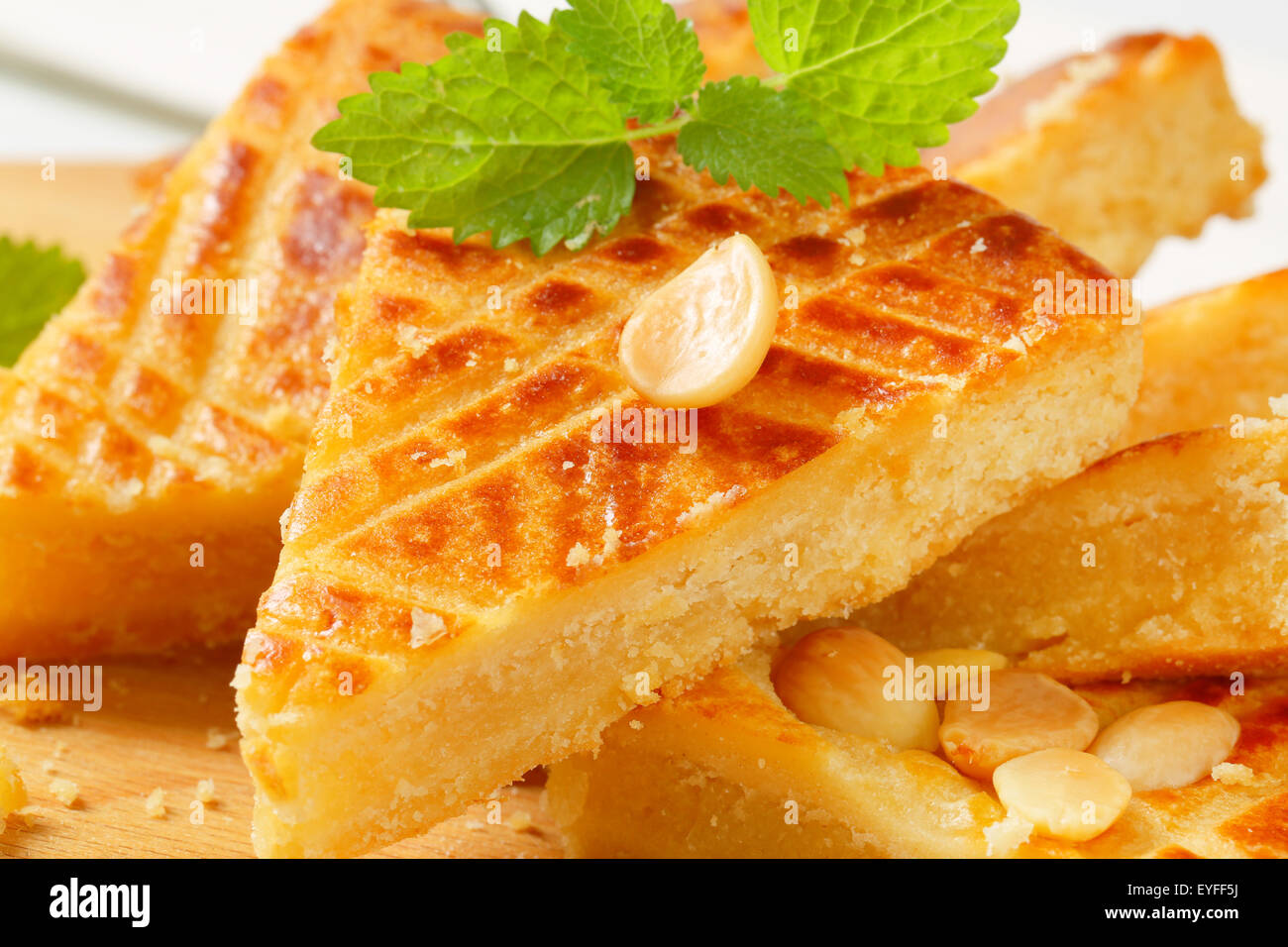 Slices of Dutch Almond Butter Cake (Boterkoek Stock Photo Alamy