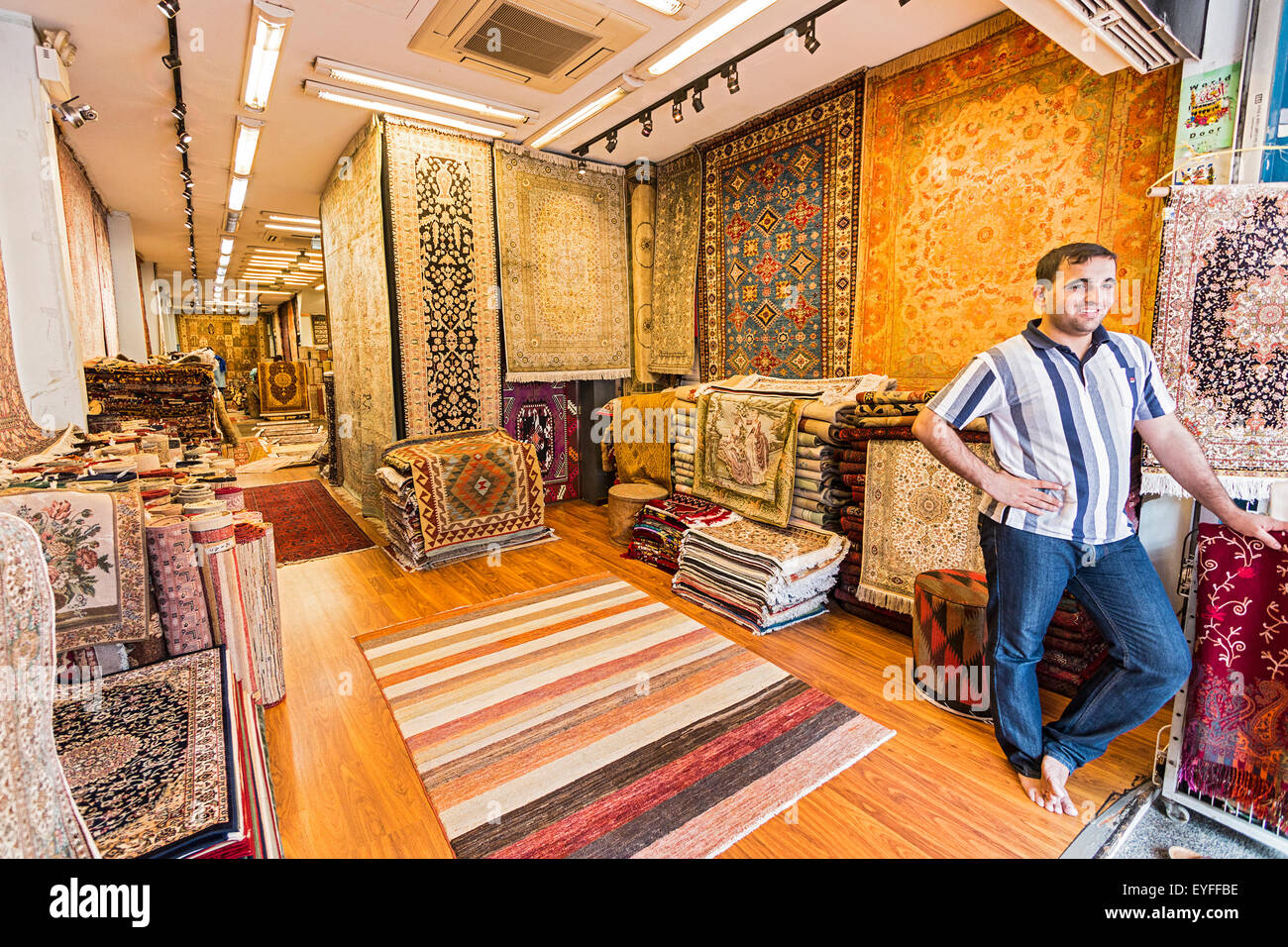 Rug shop in Singapore's Little India district Stock Photo Alamy