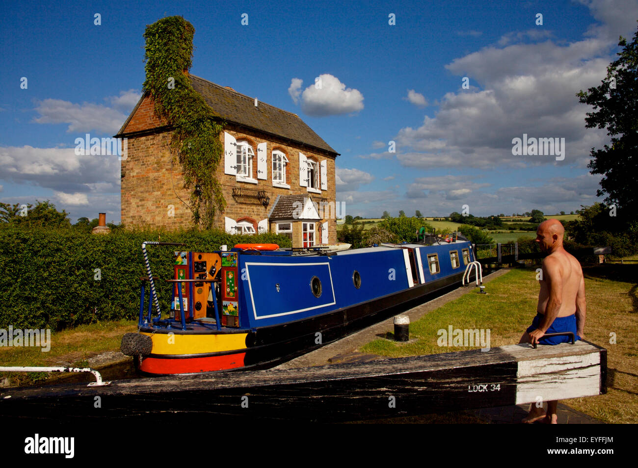 Narrowboat on Oxfordshire Canal, Somerton Deep Lock; Somerton, Somerset