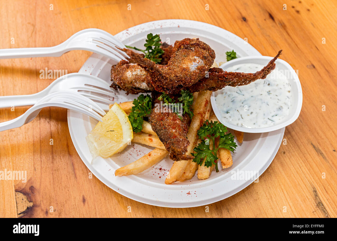 Breaded, fried anchovy fish from New York, USA, served at Singapore's