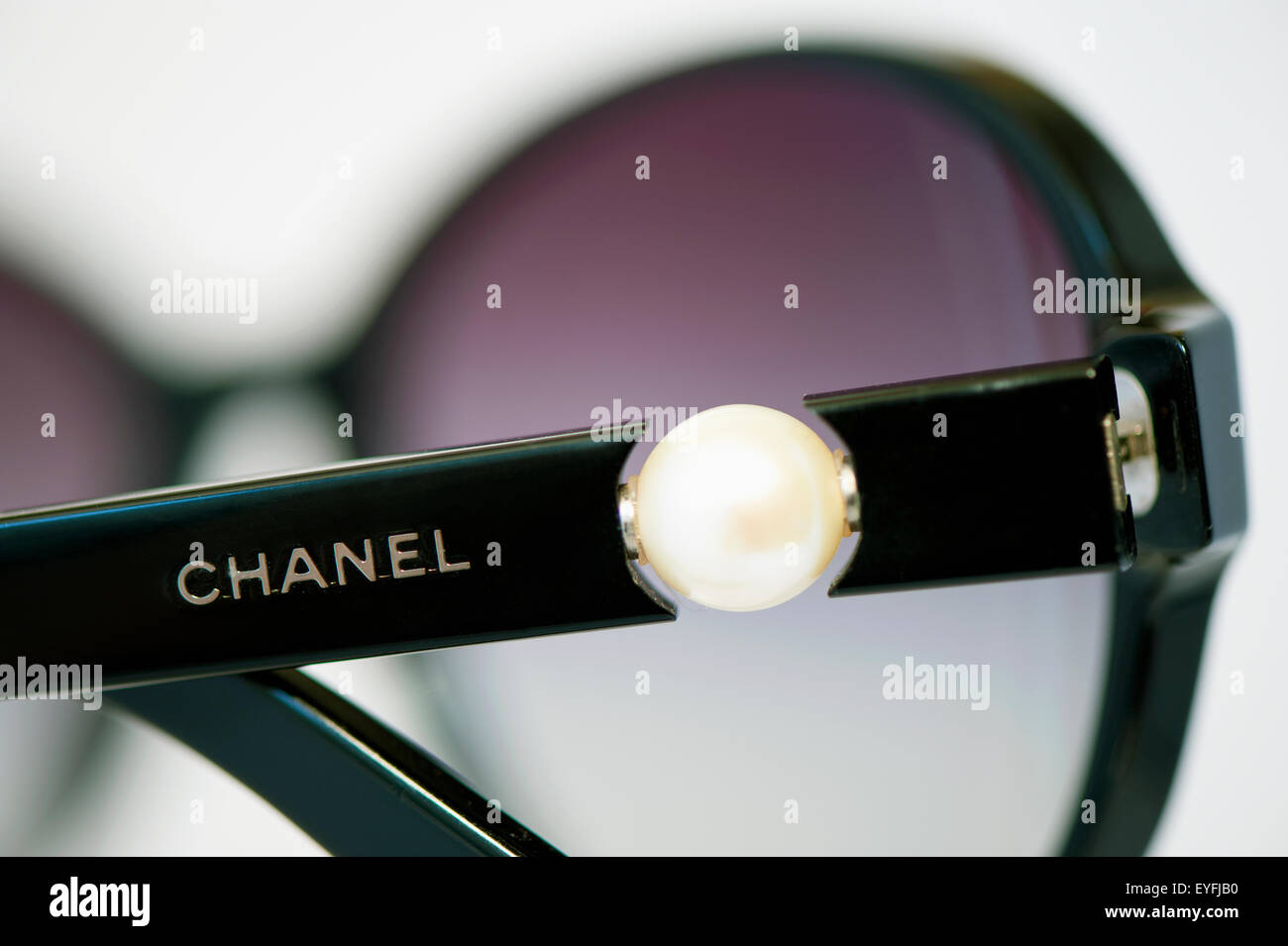 Close-up of vintage Chanel Pearl sunglasses. Stock Photo