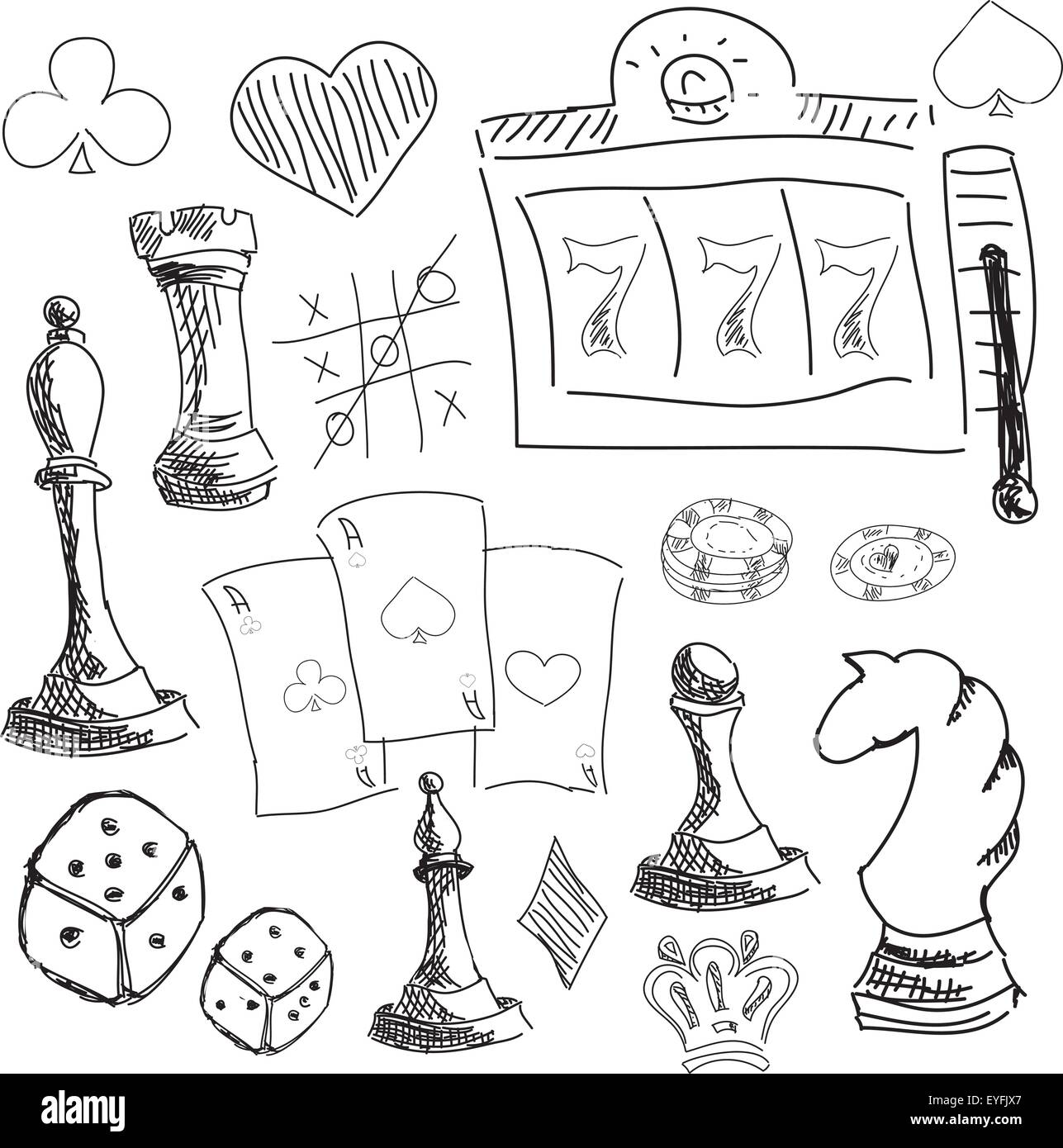 Drawn symbols of gambling games Stock Vector Image & Art Alamy