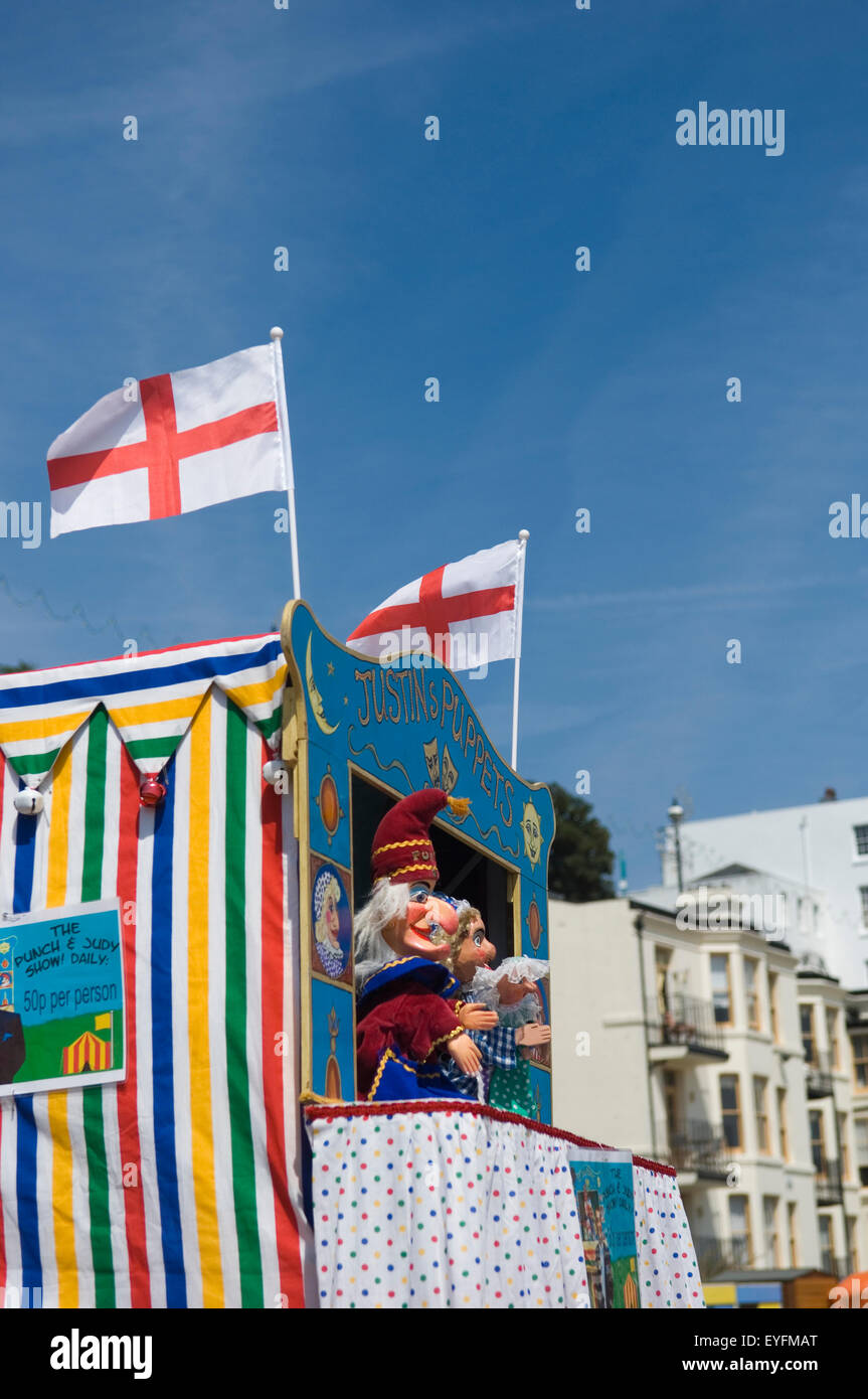 Punch and Judy puppet show at Viking Bay; Broadstairs, Kent, England