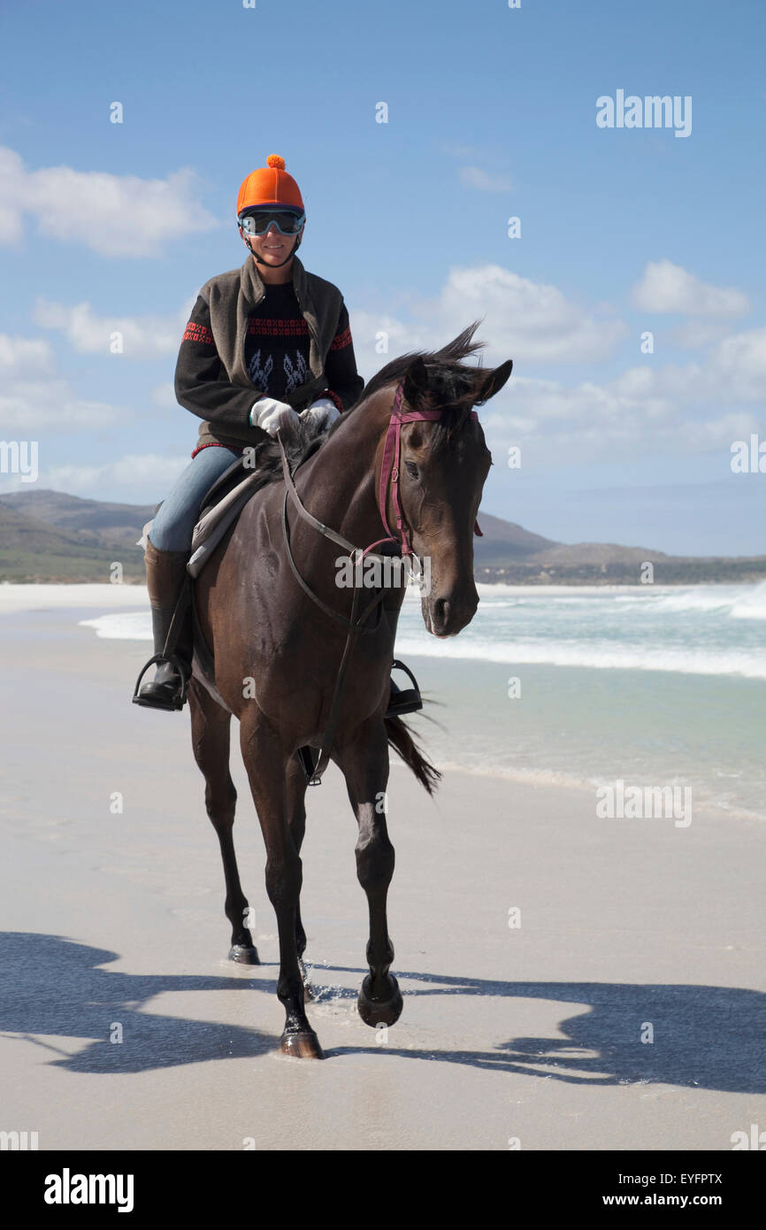 South Africa, Men Riding Horse On Noordhoek Beach; Cape Town Stock Photo Alamy