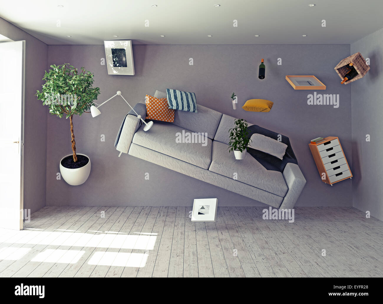 zerogravity interior. 3d creative concept Stock Photo Alamy