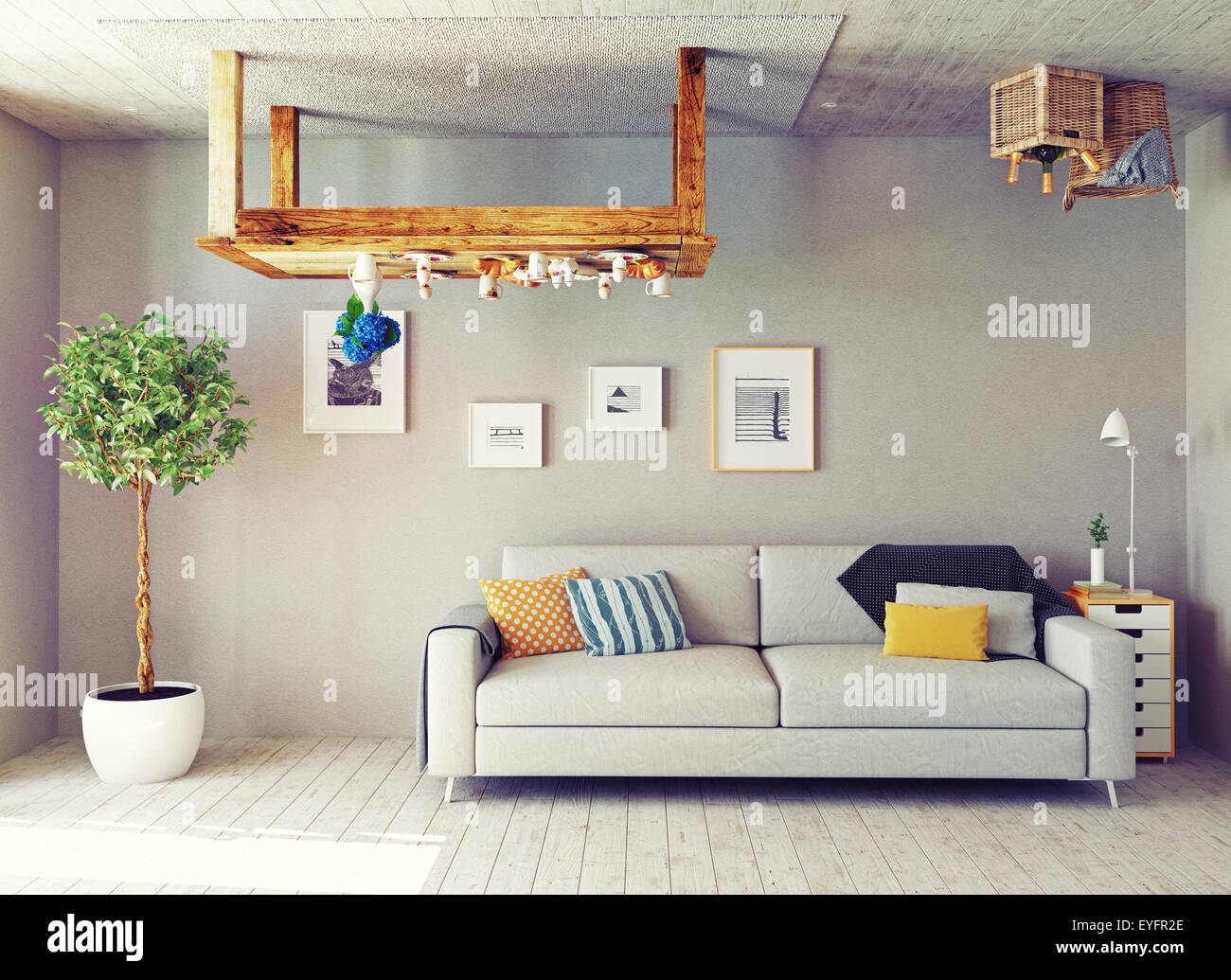 strange living room interior Stock Photo Alamy
