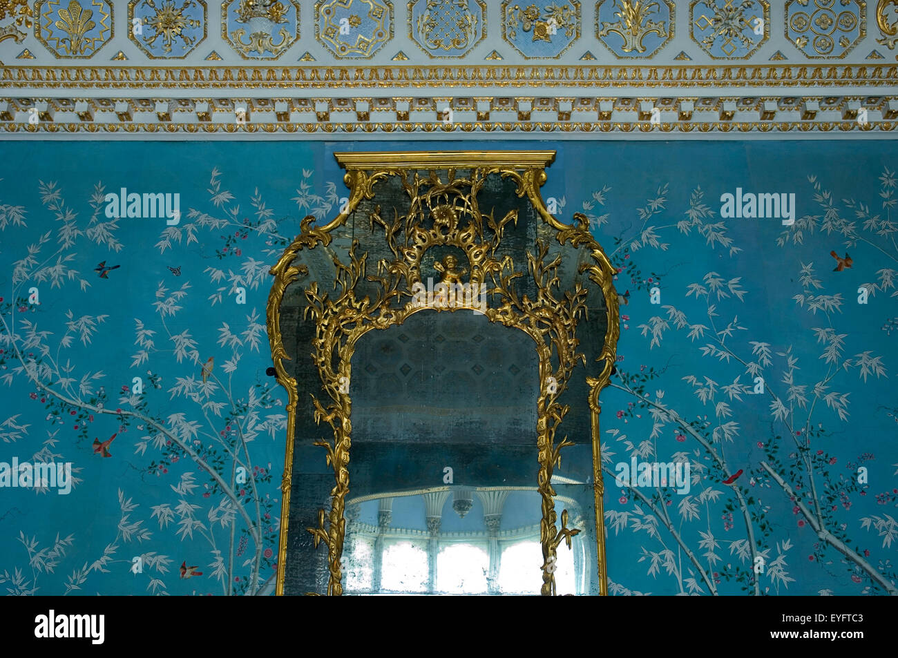 The Chinese Drawing Room, Grimsthorpe Castle Park and Gardens; Bourne, Lincolnshire, England Stock Photo