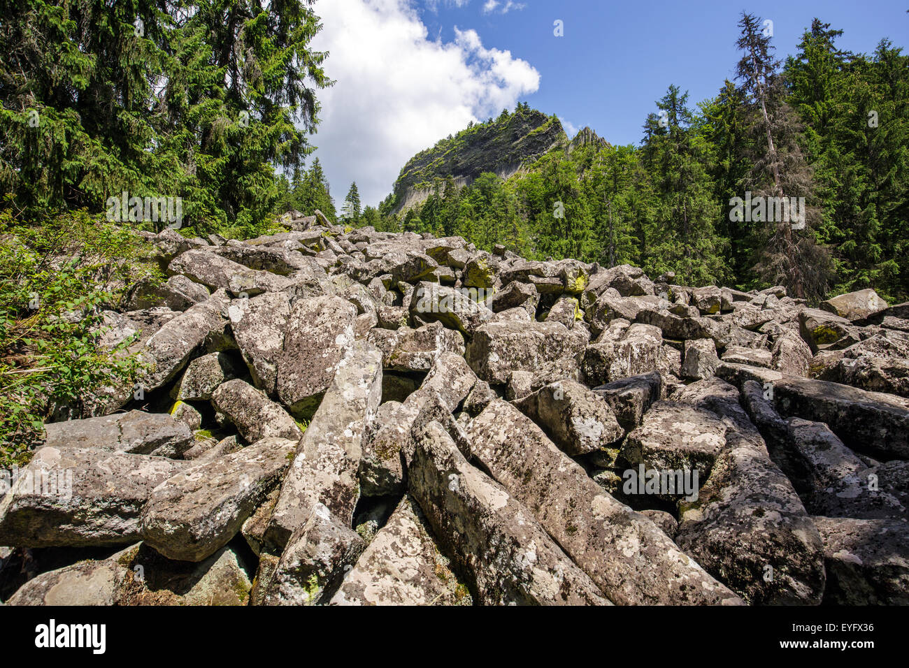 Landscape with Detunatele massif from Apuseni mountains, Romania - a unique mineralogy phenomenon Stock Photo