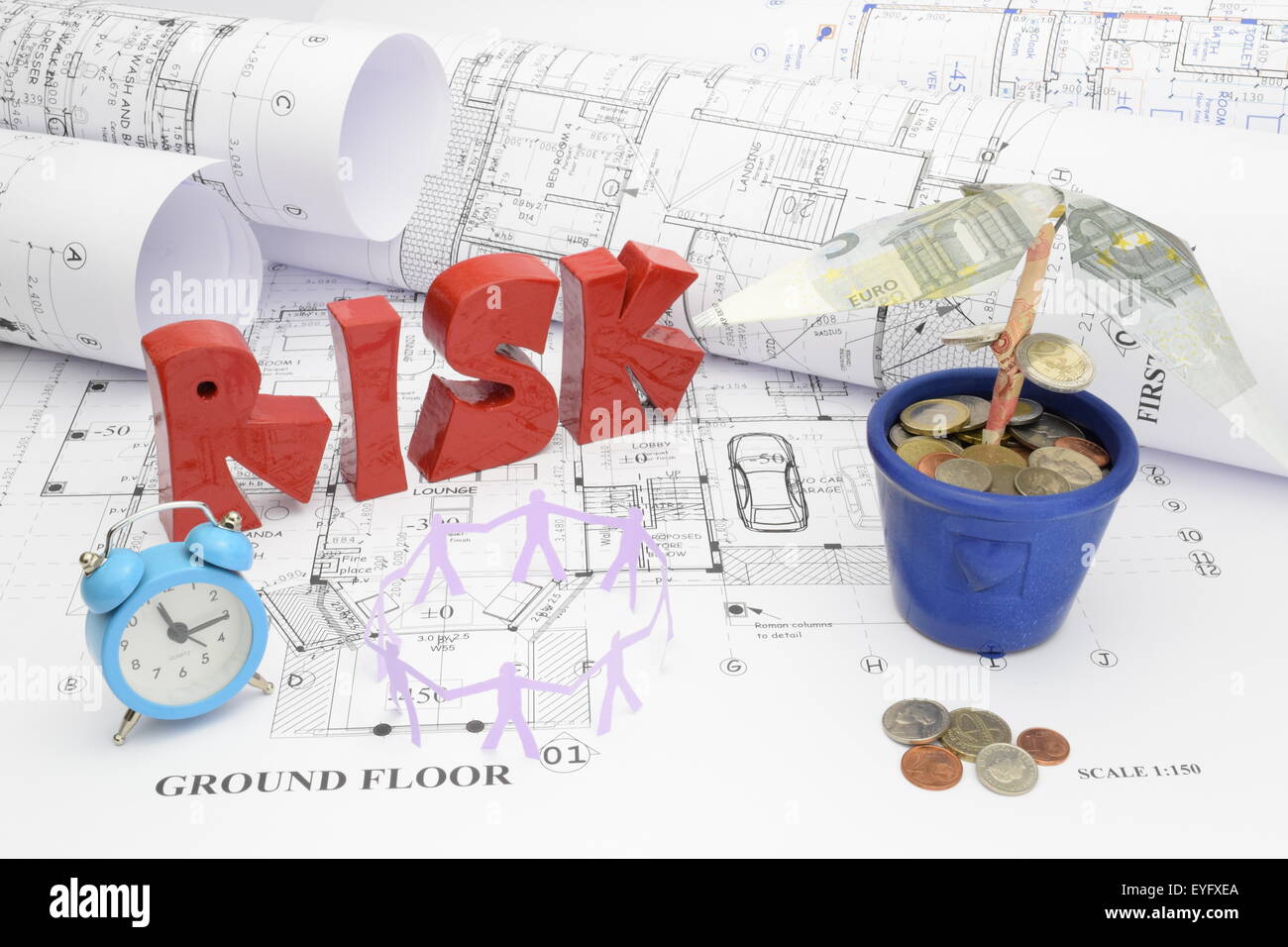 Blueprints for construction of a dream house. Time, manpower, and money ...