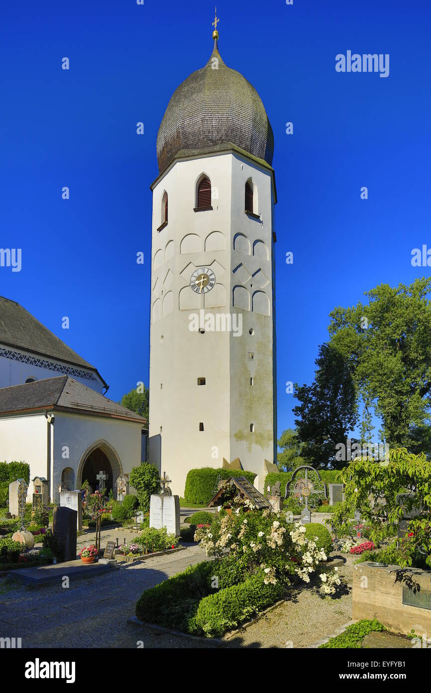 Münster Frauenwörth, monastery church, Fraueninsel, Chiemsee, Upper Bavaria, Bavaria, Germany Stock Photo