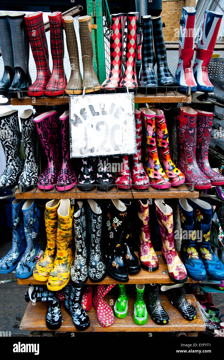 Coloured Wellies On Sale In Camden Market, North London, London, Uk ...