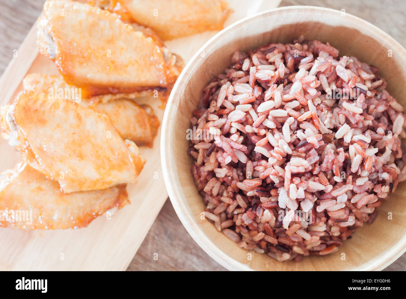 Multi grains berry rice with grilled chicken wings, stock photo Stock Photo