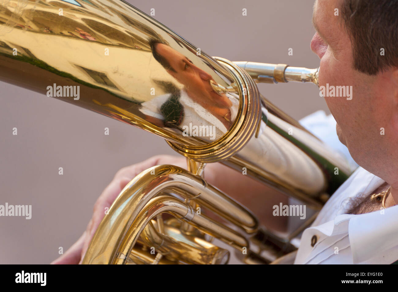 Germany, Bavaria, Man playing tuba at wedding; Ortenburg Stock Photo Alamy